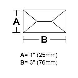 BV13- 1&#34;x 3&#34; Rectangle Peaked Bevel 