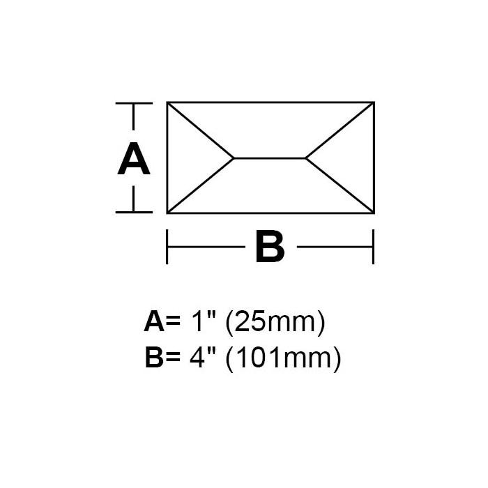 BV14- 1&#34;x 4&#34; Rectangle Peaked Bevel 