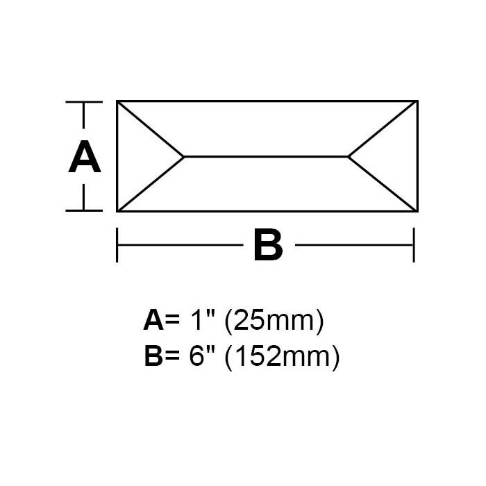 BV16-1&#34;x 6&#34; Rectangle Peaked Bevel 