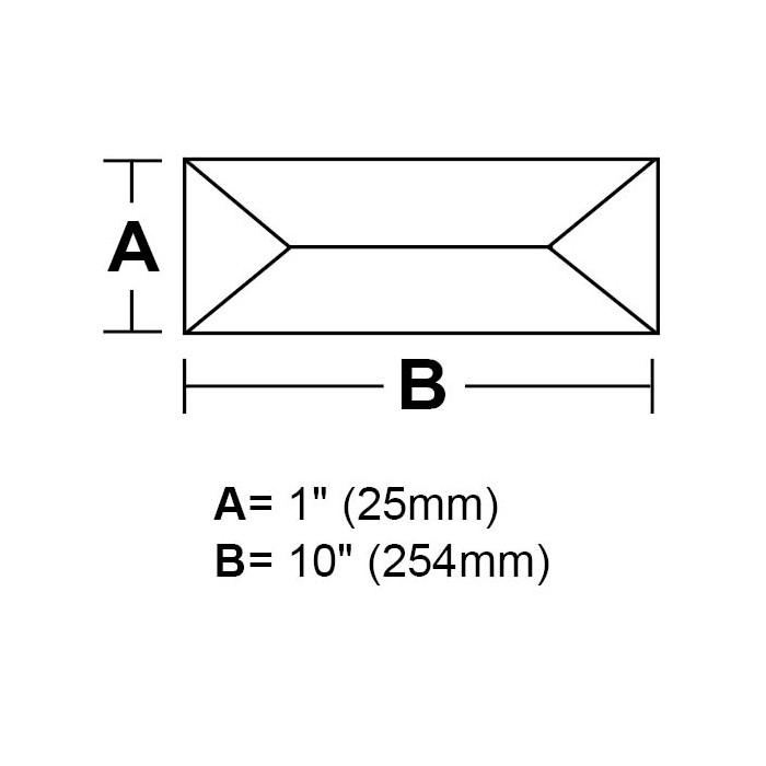 BV110-1&#34;x 10&#34; Rectangle Peaked Bevel 