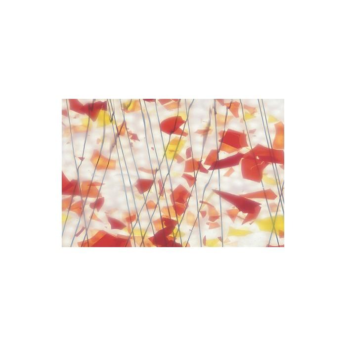 BU4011FH AUTUMN: Orange/Yellow/Red Fractures/Black Streamers On White Opal 10&#34;x 11.5&#34;