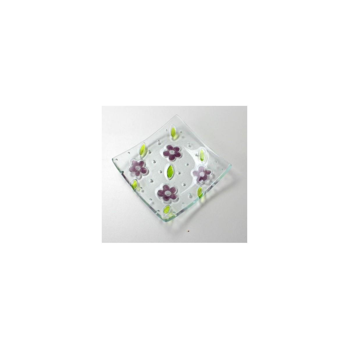 47373 Flower Texture Small Square Mold Rainbow Art Glass 2432