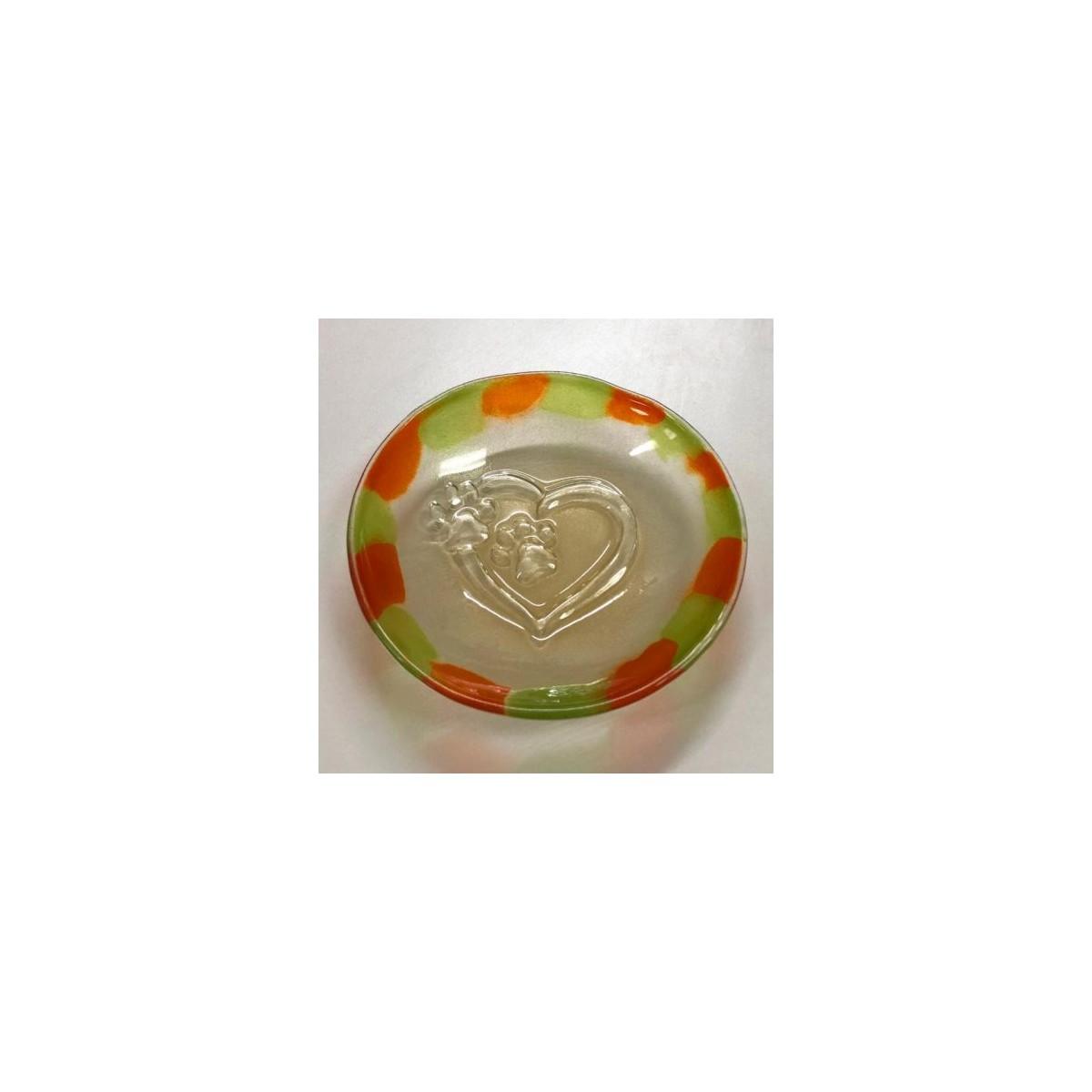 47211Dog Bowl Mold Rainbow Art Glass