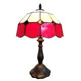 83115-Red Tiffany Stained Glass Shade & Lamp Base