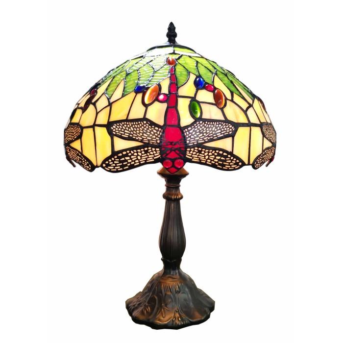 83112-Dragonfly Pattern Tiffany Stained Glass Shade & Lamp Base