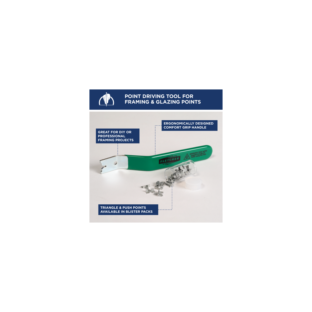 CRL Fletcher PushMate Point Setting Tool - For Inserting Push Points, Triangle & Diamond Points Into Frames