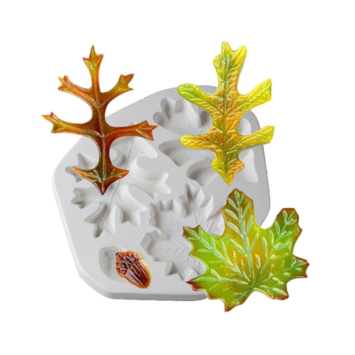 47370Leaves & Acorn Casting Mold Rainbow Art Glass