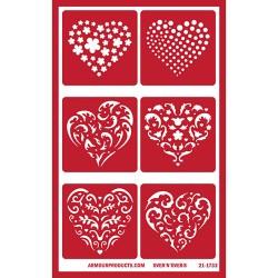 93004 - Etching Stencil Floral Hearts