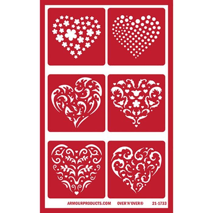 93004 - Etching Stencil Floral Hearts