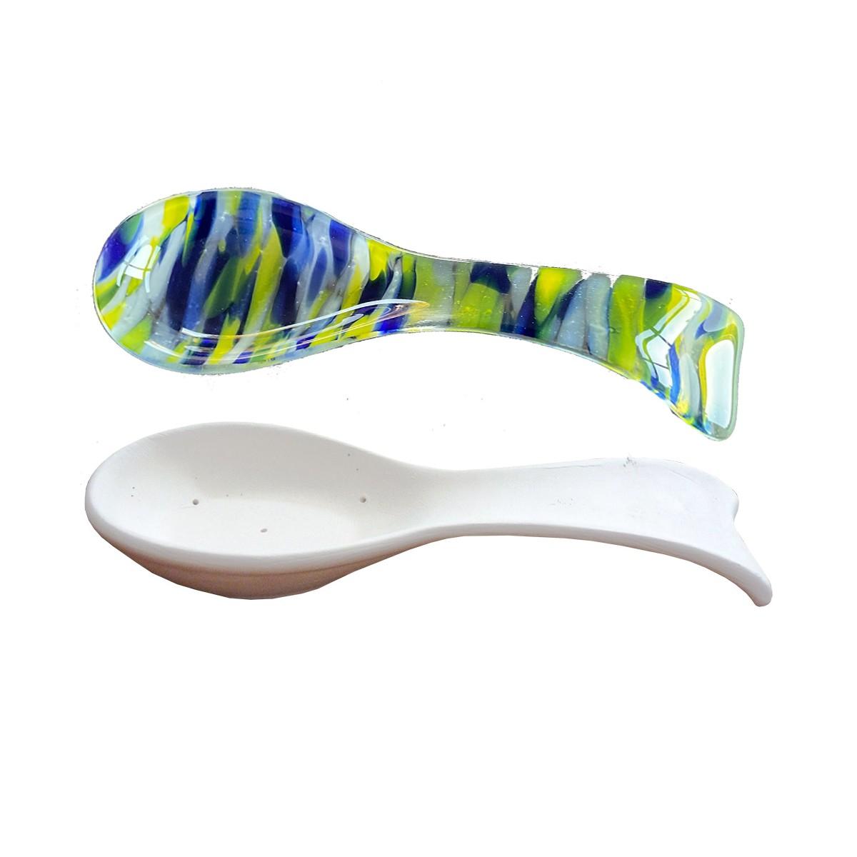 47799Deep Spoon Rest Mold 9.25" Rainbow Art Glass