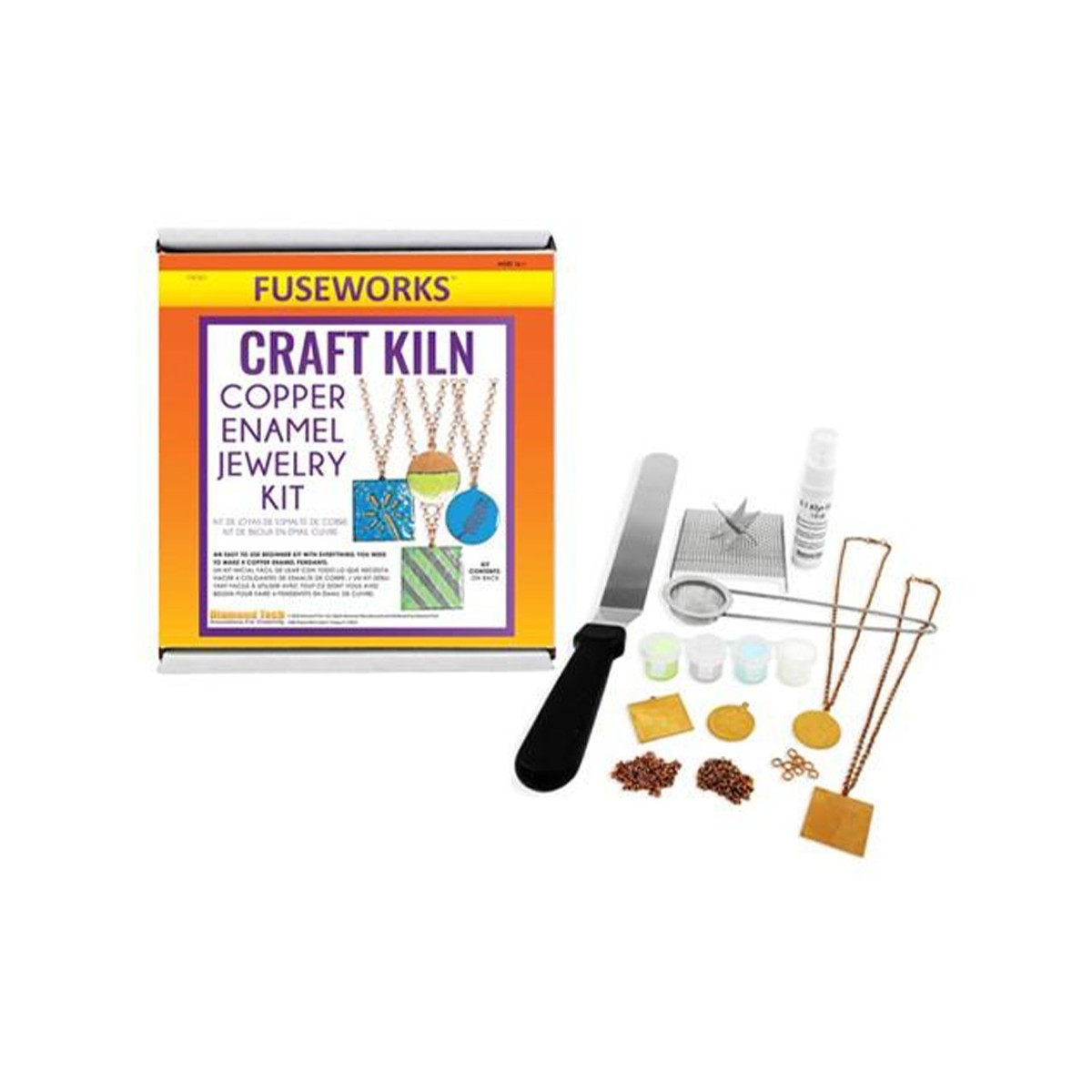 43804Copper Enamel Jewelry Kit Rainbow Art Glass