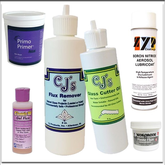 Chemical Set for Stained Glass Projects: Black Patina for Lead & Zinc &  Flux + Cutter Oil